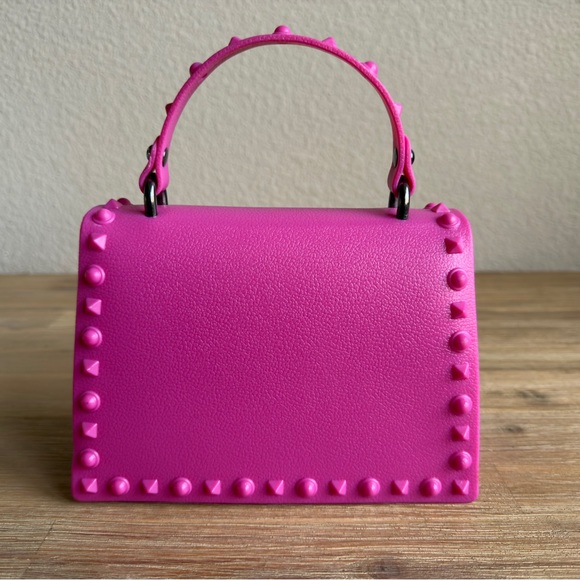 Vibrant Pink Mini Bag with Studded Accents - Picture 3 of 10